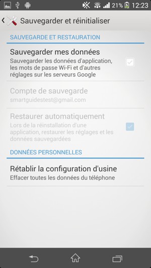 Cochez la case Sauvegarder mes données