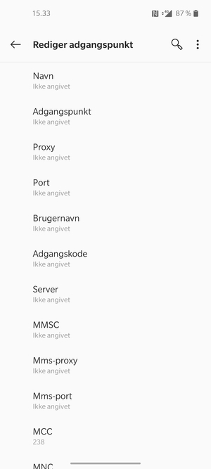 Indtast internet-oplysninger