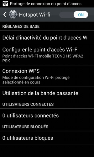 Votre téléphone est maintenant configuré pour être utilisé comme modem