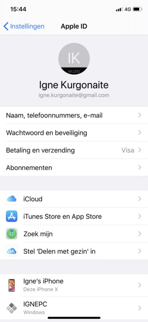Selecteer iCloud