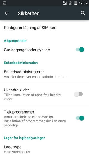 Vælg Konfigurer låsning af SIM-kort