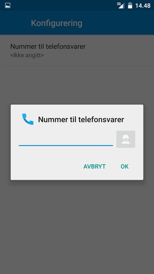 Skriv inn Nummer til telefonsvarer og velg OK