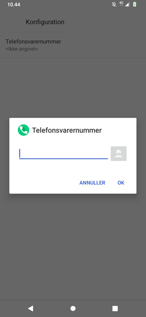 Indtast Telefonsvarernummer og vælg OK