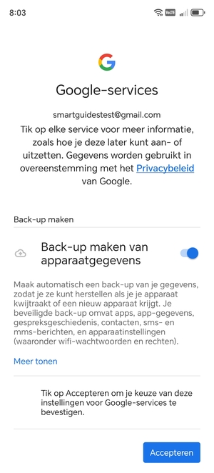 Selecteer Accepteren