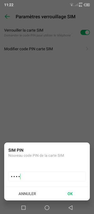 Saisissez votre Nouveau code PIN de la carte SIM et sélectionnez OK