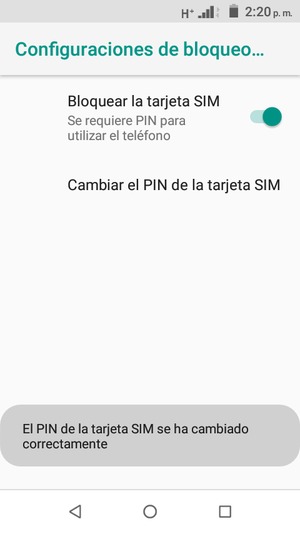 Su PIN de la tarjeta SIM ha sido cambiado