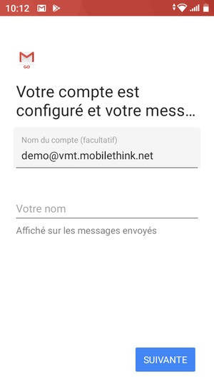 Donnez un nom à votre compte et saisissez votre nom. Sélectionnez SUIVANTE