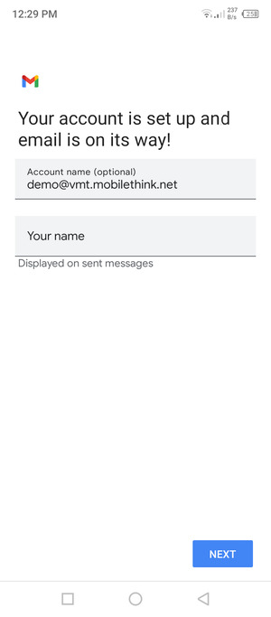 Give your account a name and enter your name. Select NEXT