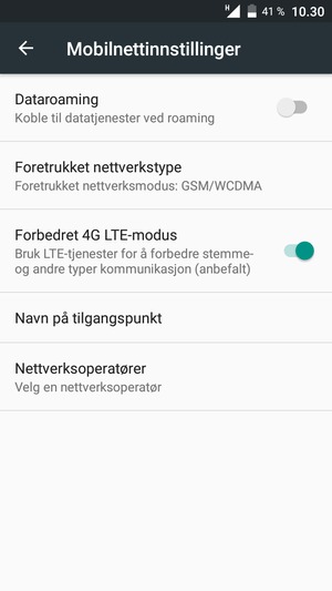 Velg Foretrukket nettverkstype