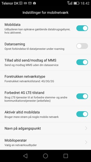 For at skifte netværk, hvis der opstår netværksproblemer, vælg Mobiloperatør