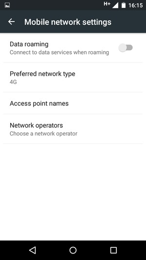 Select Preferred network type