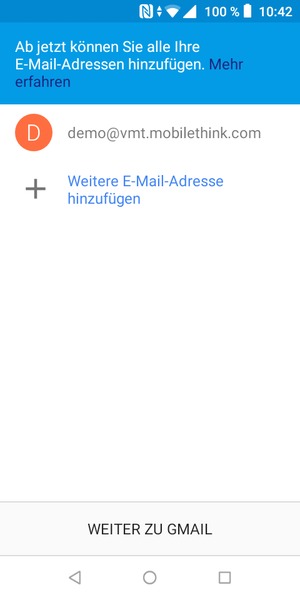 Wählen Sie WEITER ZU GMAIL