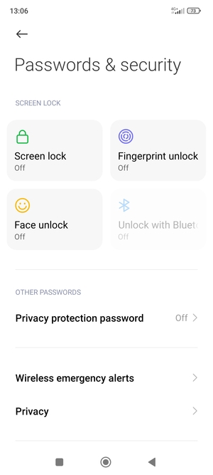 Scroll to and select Privacy
