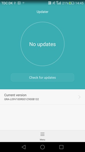 If your phone is up to date, you will see the following screen