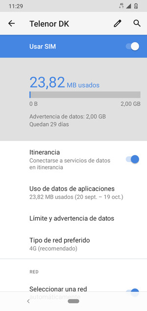 Activar o desactivar Itinerancia