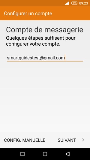 Saisissez votre adresse Gmail ou Hotmail et sélectionnez SUIVANT