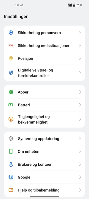 Bla til og velg Sikkerhet og personvern
