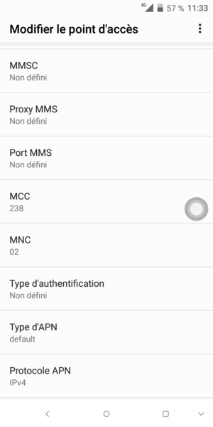 Faites défiler vers le bas et saisissez les informations MMS