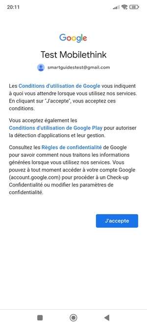 Sélectionnez J'accepte