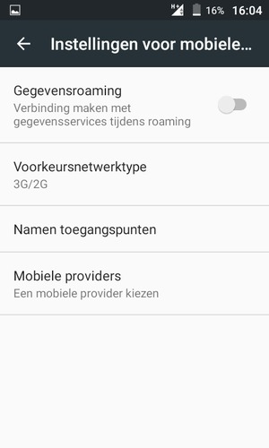 Selecteer Voorkeursnetwerktype