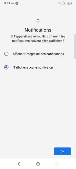 Sélectionnez votre option préférée et sélectionnez OK