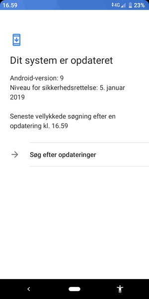 Hvis din telefon er opdateret, vil du se følgende skærmbillede