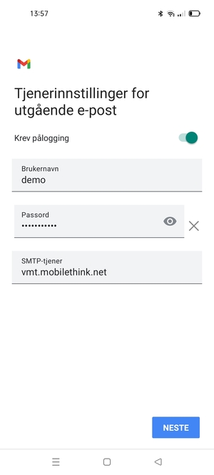 Skriv inn utgående serveradresse