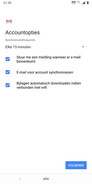 Selecteer VOLGENDE