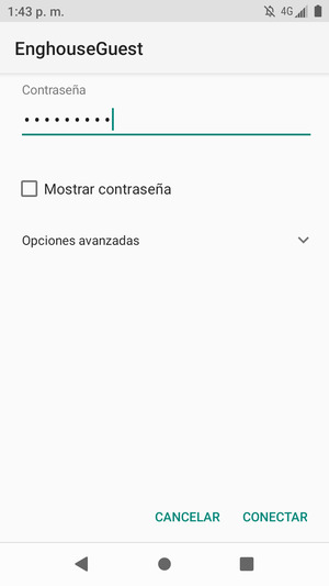 Introduzca la contraseña de Wi-Fi y seleccione CONECTAR