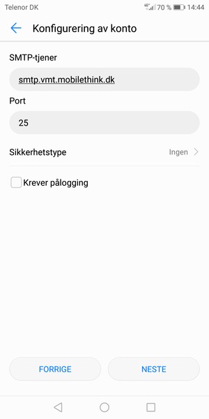 Fjern krysset i avkrysningsboksen Krever pålogging og velg NESTE