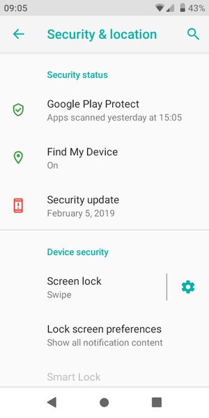 Select Screen lock