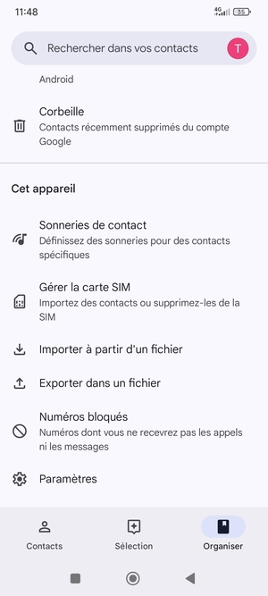 Faites défiler et sélectionnez Gérer la carte SIM