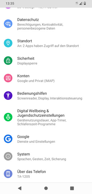 Scrollen Sie und wählen Sie System