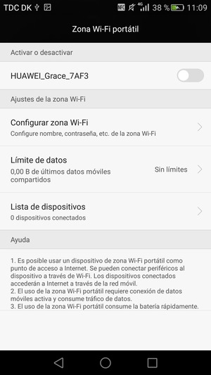 Seleccione Configurar zona Wi-Fi