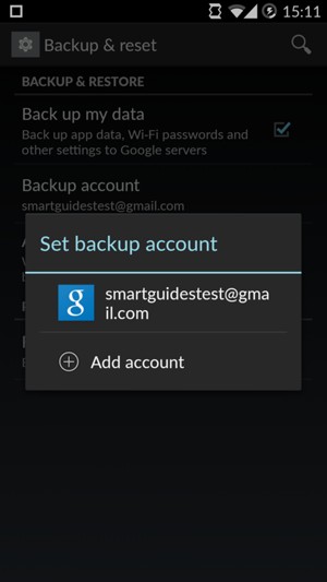 Select your backup account