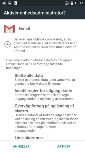 Vælg AKTIVER
