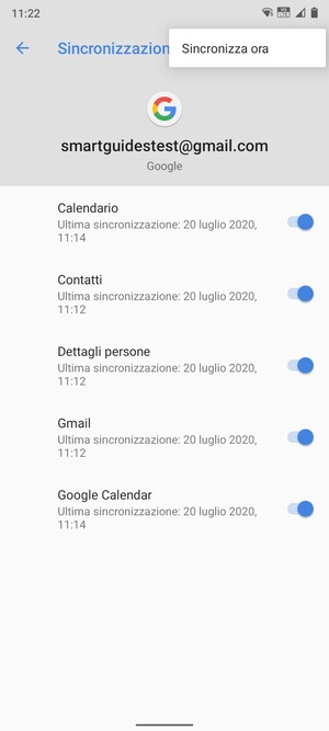 Seleziona Sincronizza ora