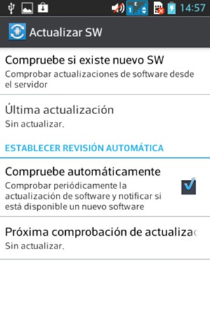 Seleccione Compruebe si existe nuevo SW