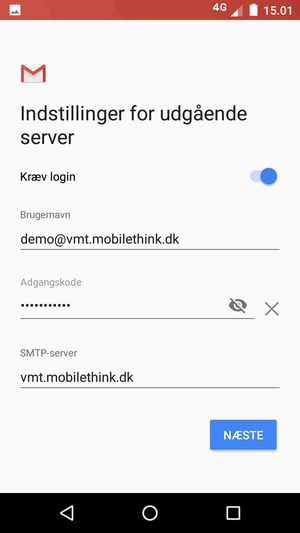 Indtast udgående serveradresse