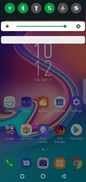 Slide down the top menu