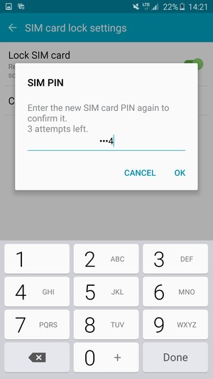 Confirm your new SIM PIN and select OK
