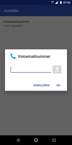 Voer het Voicemailnummer in en selecteer OK