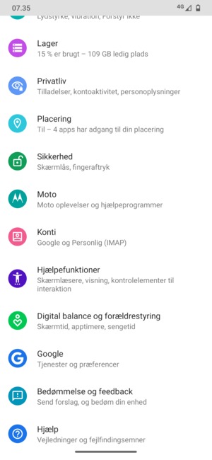 Scroll til og vælg Konti
