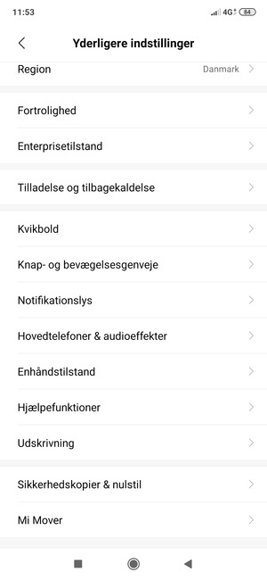 Scroll til og vælg Sikkerhedskopier & nulstil