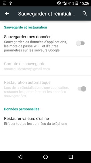 Activer le Sauvegarder mes données