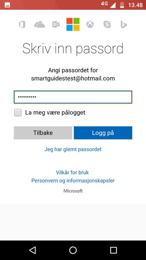 Skriv inn passord og velg Logg på