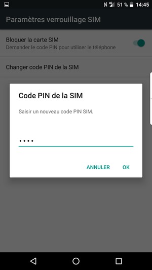 Saisissez votre Nouveau code PIN de la SIM et sélectionnez OK
