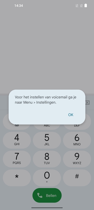 Als uw voicemail niet geïnstalleerd is, selecteert u OK