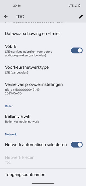 Scroll naar en selecteer Namen toegangspunten