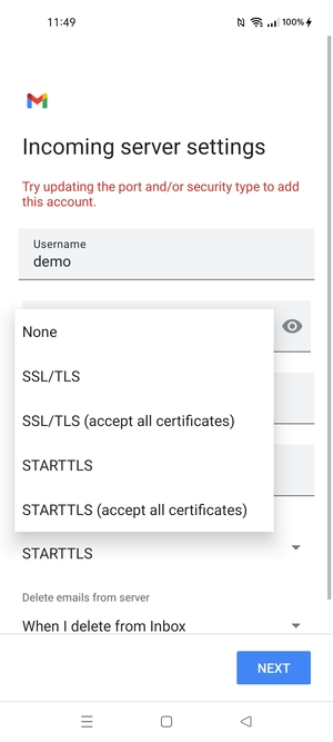 Select None and NEXT